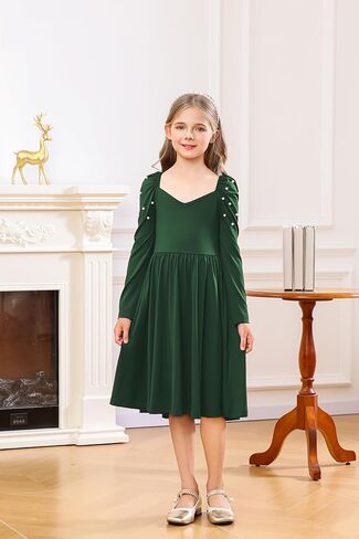 Tiered Ruffle V-Neck Long Sleeves Girls Dress for Plus Size Girl in Saudi Arabia