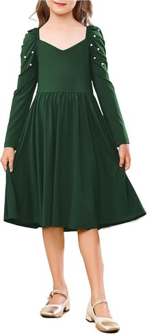 Tiered Ruffle V-Neck Long Sleeves Girls Dress for Plus Size Girl in Saudi Arabia