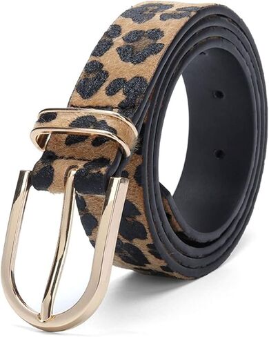 Women's Belt Casual Belt Gold Metal Buckle Trousers Women's Leopard Leather Belt Jeans Accessories in Kuwait