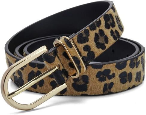 Women's Belt Casual Belt Gold Metal Buckle Trousers Women's Leopard Leather Belt Jeans Accessories in Kuwait