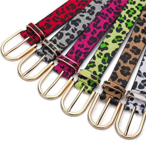 Women's Belt Casual Belt Gold Metal Buckle Trousers Women's Leopard Leather Belt Jeans Accessories in Kuwait