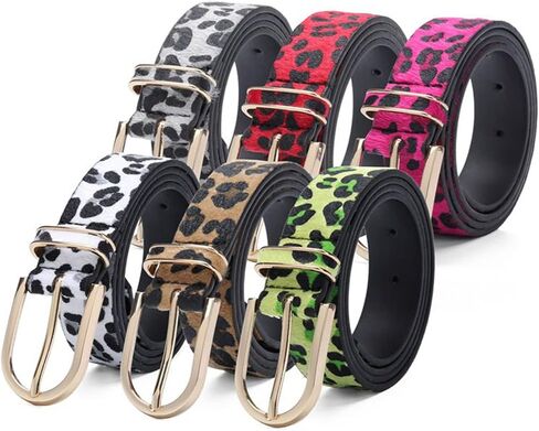 Women's Belt Casual Belt Gold Metal Buckle Trousers Women's Leopard Leather Belt Jeans Accessories in Kuwait