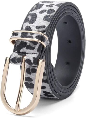 Women's Belt Casual Belt Gold Metal Buckle Trousers Women's Leopard Leather Belt Jeans Accessories in Kuwait