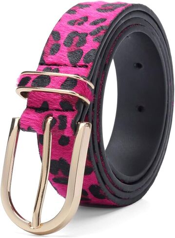 Women's Belt Casual Belt Gold Metal Buckle Trousers Women's Leopard Leather Belt Jeans Accessories in Kuwait