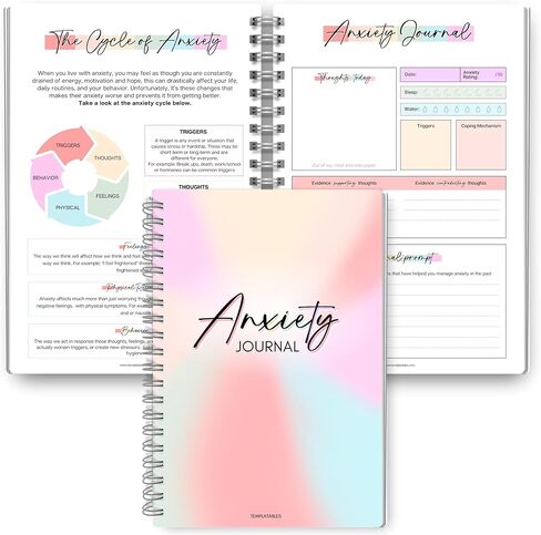Anxiety Journal, Anxiety Worksheets, Anxiety Relief Workbook, Guided Prompts, CBT Therapy Notebook, Mental Health Wellness | A5 Lux in Saudi Arabia