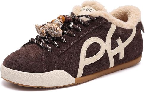 Women's Fashion Sneakers,Genuine Leather Warm shoes–plush wool Insoles,Winter Boots with Fuzz Lined,Comfortable Casual Outdoors in Saudi Arabia