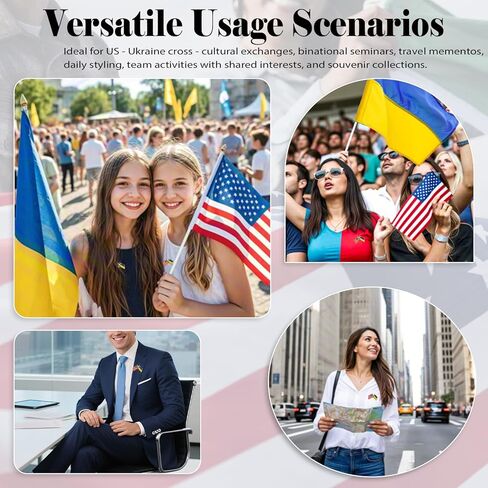 2 pcs Ukraine and USA Crossed Flags Lapel Pin – Friendship Enamel Badge in Saudi Arabia