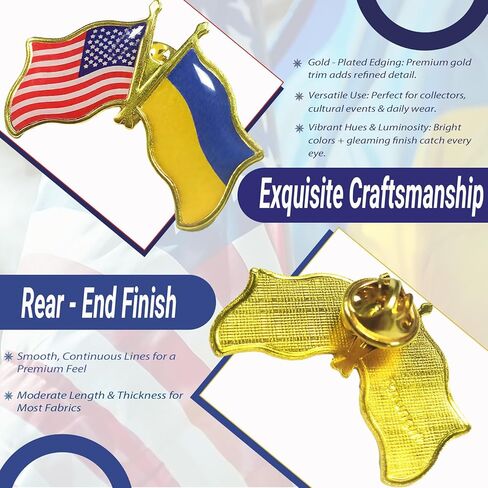 2 pcs Ukraine and USA Crossed Flags Lapel Pin – Friendship Enamel Badge in Saudi Arabia