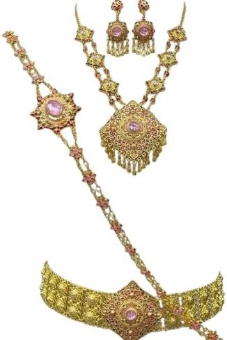Traditional Thai Jewelry Set – Gold-Tone Costume Accessories for Cultural Dress – Necklace, Earrings, Belt & Chain (1 Set) in Saudi Arabia