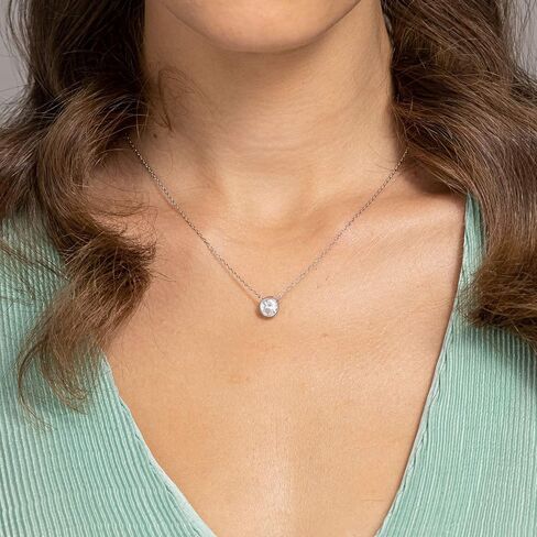 PAVOI 14K Rose Gold Plated Jewelry Set - Halo Stud Earrings and Solitaire Pendant Necklace | Dainty Cubic Zirconia Choker and Round Brilliant Earrings Gift Set for Women in Saudi Arabia