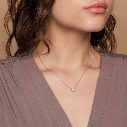 PAVOI 14K Rose Gold Plated Jewelry Set - Halo Stud Earrings and Solitaire Pendant Necklace | Dainty Cubic Zirconia Choker and Round Brilliant Earrings Gift Set for Women in Saudi Arabia