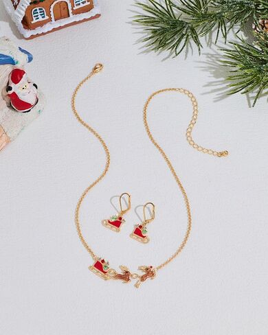 Christmas Jewelry Set For Women Cute Necklace And Earrings Set With Sparkling Rhinestones Christmas Holiday Jewelry Gifts in Saudi Arabia