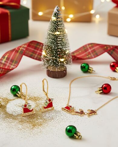 Christmas Jewelry Set For Women Cute Necklace And Earrings Set With Sparkling Rhinestones Christmas Holiday Jewelry Gifts in Saudi Arabia