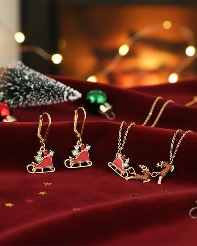 Christmas Jewelry Set For Women Cute Necklace And Earrings Set With Sparkling Rhinestones Christmas Holiday Jewelry Gifts in Saudi Arabia