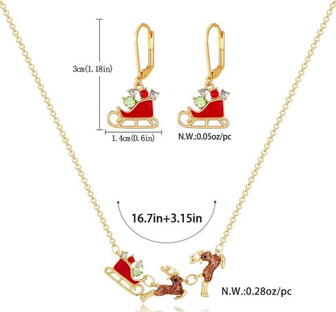 Christmas Jewelry Set For Women Cute Necklace And Earrings Set With Sparkling Rhinestones Christmas Holiday Jewelry Gifts in Saudi Arabia