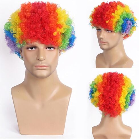 7pcs Clown Costume Set, Jumpsuit with Wig Bag Hat Gloves Glasses Holloween Adult Teens Clown Outfit Party Dress up in Saudi Arabia