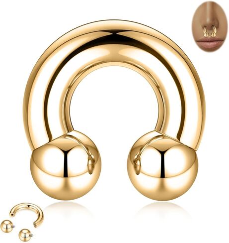 GAGABODY Septum Jewelry للجنسين حلقات الأنف هوب G23 التيتانيوم حدوة الحصان حلقة PA كبيرة 12G 10G 8G 6G 4G 2G 0G داخليًا ملولبة دائرية من الحديد ممتدة مقاييس ثقب الأذن 10 مم - 19 مم in Kuwait
