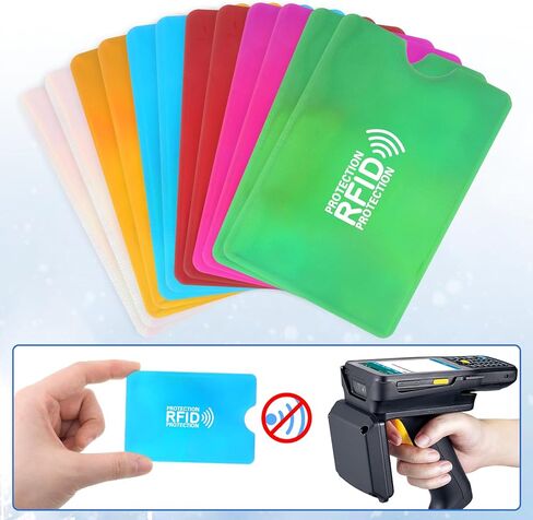 أكمام بطاقات حجب RFID، 12 قطعة من أغلفة رقائق الألومنيوم الملونة لحماية سرقة الهوية للائتمان والخصم وبطاقات الهوية من السرقة الإلكترونية (6 ألوان) in Kuwait