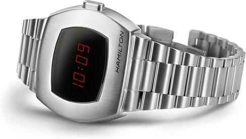Hamilton American Classic PSR Quartz Men's Watch, 41mm x 35mm Stainless Steel Case, Swiss Made, Red Dial Analog Wrist Watch for Men, 100m Waterproof, Sapphire Crystal, Stainless Steel Strap in Saudi Arabia