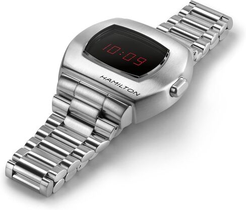 Hamilton American Classic PSR Quartz Men's Watch, 41mm x 35mm Stainless Steel Case, Swiss Made, Red Dial Analog Wrist Watch for Men, 100m Waterproof, Sapphire Crystal, Stainless Steel Strap in Saudi Arabia