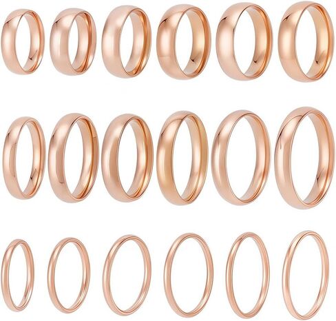 SUNNYCLUE 1 Box 18pcs Rings Finger Rings Set US Size 5/6/7/8/9/10/11 Stainless Steel Smooth Wide Wedding Band Stackable Blank Finger Jewelry for Men Adults Wedding in Saudi Arabia