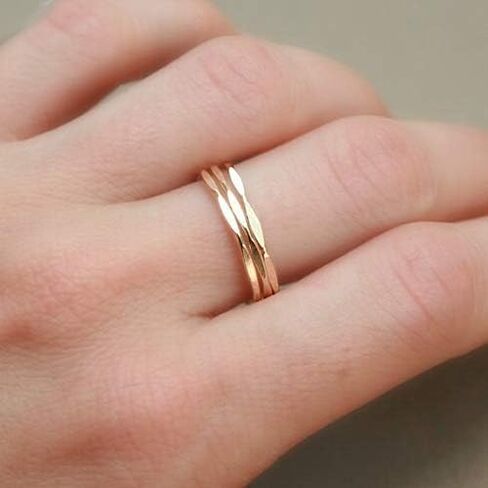 gold, rose or silver stacking ring. ONE HAMMERED stackable ring. gold filled or sterling silver stack ring. minimalist ring. knuckle ring. in Saudi Arabia