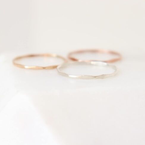 gold, rose or silver stacking ring. ONE HAMMERED stackable ring. gold filled or sterling silver stack ring. minimalist ring. knuckle ring. in Saudi Arabia
