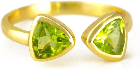 Double Birthstone Adjustable Ring, Geometric Triangle Gemstones, Bezel Set in 18k Vermeil Gold in Saudi Arabia
