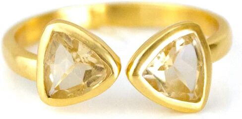 Double Birthstone Adjustable Ring, Geometric Triangle Gemstones, Bezel Set in 18k Vermeil Gold in Saudi Arabia