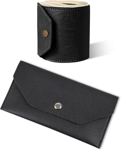 2 Pcs Cash Envelope Wallet, Reusable Fast Access Cash Wrap Wallet for Men Women with Card Holder (Black) in Kuwait