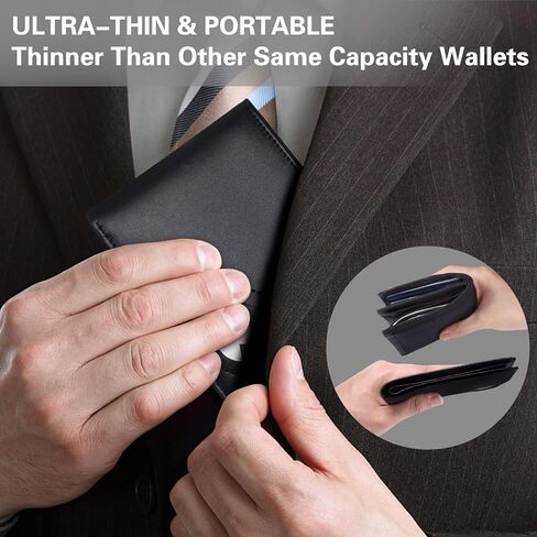 Genuine Leather Wallet for Men, Slim Bifold RFID Blocking Front Pocket, Minimalist Design with Magnetic Closure, Stylish and Functional (Black) in Saudi Arabia