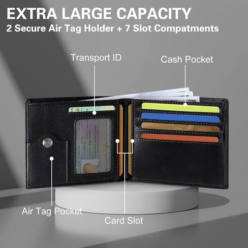 Genuine Leather Wallet for Men, Slim Bifold RFID Blocking Front Pocket, Minimalist Design with Magnetic Closure, Stylish and Functional (Black) in Saudi Arabia