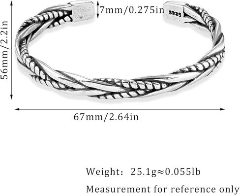 Chunky Silver Braided Bangle Bracelet Boho Vintage Style Weave Twist Cuff Open Adjustable Bracelet in Saudi Arabia