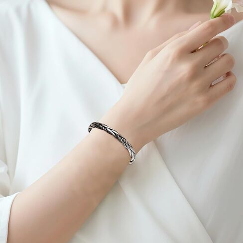 Chunky Silver Braided Bangle Bracelet Boho Vintage Style Weave Twist Cuff Open Adjustable Bracelet in Saudi Arabia