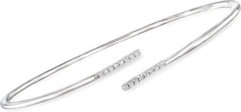Pure Collection by Ross-Simons 0.15 ct. t.w. Diamond Bypass Bangle Bracelet in Sterling Silver in Saudi Arabia