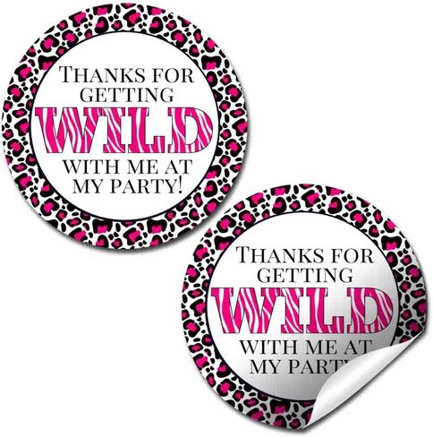 Wild Time Tiger Birthday Thank You Sticker Labels for Kids, 40 2" Party Circle Stickers by AmandaCreation, Great for Party Favors, Envelope Seals & Goodie Bags in Kuwait