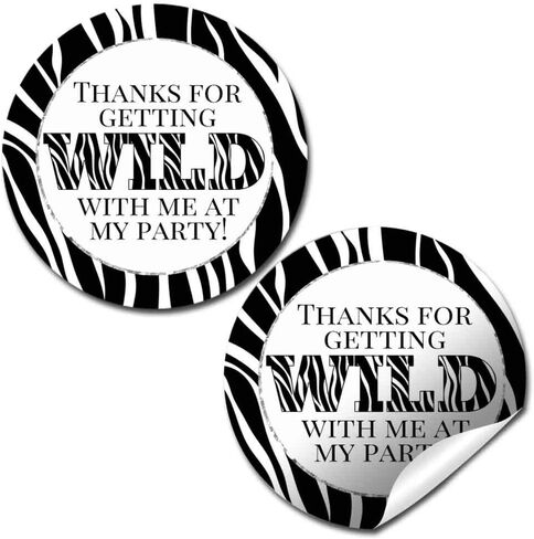 Wild Time Tiger Birthday Thank You Sticker Labels for Kids, 40 2" Party Circle Stickers by AmandaCreation, Great for Party Favors, Envelope Seals & Goodie Bags in Kuwait
