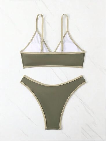 SOLY HUX Women's High Cut Thong Bikini Sets 2 Piece Ring Linked V Neck Swimsuit Swimwear in Saudi Arabia