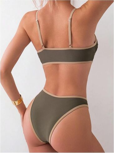 SOLY HUX Women's High Cut Thong Bikini Sets 2 Piece Ring Linked V Neck Swimsuit Swimwear in Saudi Arabia