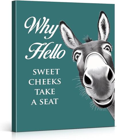 Funny Bathroom Wall Art Hello Sweet Cheeks Donkey Poster Farmhouse Home Bathroom Wall Decor 8X10 Inches in Saudi Arabia