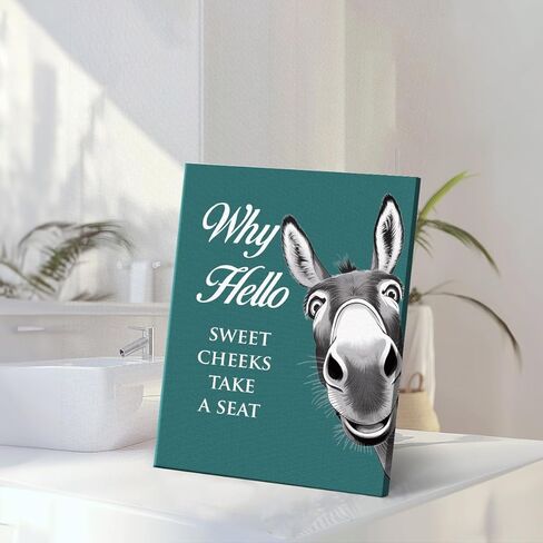 Funny Bathroom Wall Art Hello Sweet Cheeks Donkey Poster Farmhouse Home Bathroom Wall Decor 8X10 Inches in Saudi Arabia