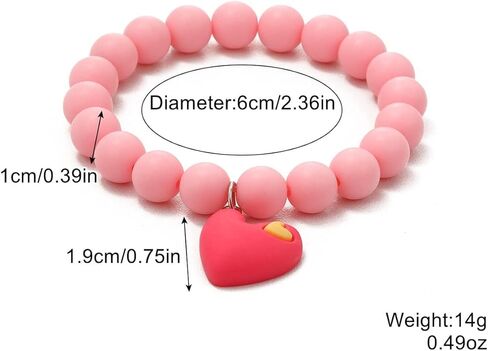 4 Pcs Cute Cartoon Colorful Beaded Bracelets, Rainbow Flower Pendant Decorative Accessories, Cute Beaded Bracelets Rainbow Heart Pendants Jewelry Gifts in Saudi Arabia