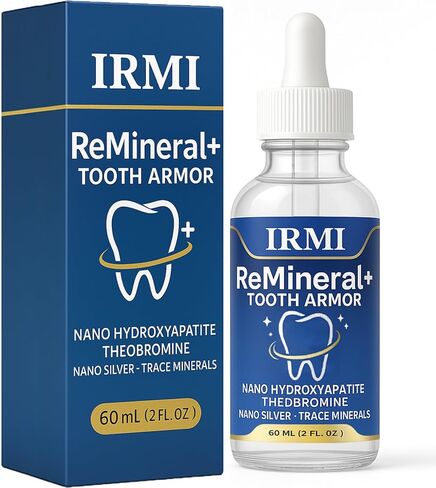 Irmi Remineral Tooth Armor، Irmi Advanced Tooth Armor ReMineral+، درع الأسنان المعالج للتجويف، مركب نانو هيدروكسيباتيت، قطرات إعادة تمعدن تبييض الأسنان، تقوية المينا - 60 مل (1) in Kuwait