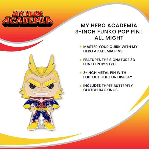 My Hero Academia 3-Inch Funko POP Enamel Pin, All Might | Officially Licensed Boku no Hero Collectible | Metal Pins For Backpacks, Jackets | Anime Gifts, Superhero Accessories in Saudi Arabia