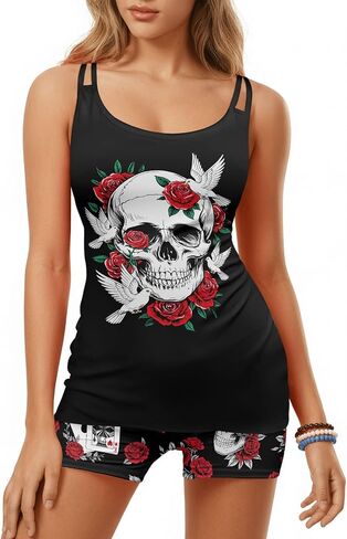 HUNTFAMI Tankinis Swim Suits for Women Two Piece 2025 Womens Bathing Suits Holiday Beachwear Women with Boyshorts in Saudi Arabia