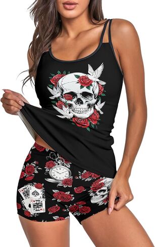HUNTFAMI Tankinis Swim Suits for Women Two Piece 2025 Womens Bathing Suits Holiday Beachwear Women with Boyshorts in Saudi Arabia