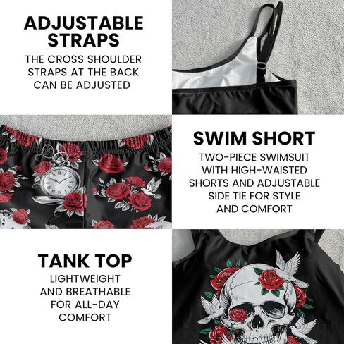 HUNTFAMI Tankinis Swim Suits for Women Two Piece 2025 Womens Bathing Suits Holiday Beachwear Women with Boyshorts in Saudi Arabia