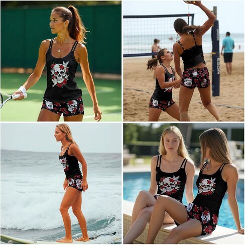 HUNTFAMI Tankinis Swim Suits for Women Two Piece 2025 Womens Bathing Suits Holiday Beachwear Women with Boyshorts in Saudi Arabia