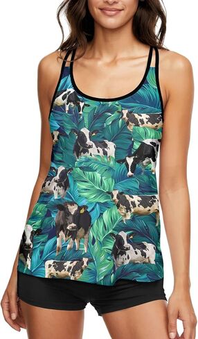 HUNTFAMI Tankinis Swim Suits for Women Two Piece 2025 Womens Bathing Suits Holiday Beachwear Women with Boyshorts in Saudi Arabia