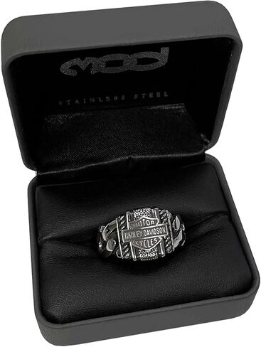 Harley-Davidson Men's Bar & Shield Curb Link Stainless Steel Metal Ring, Silver in Saudi Arabia